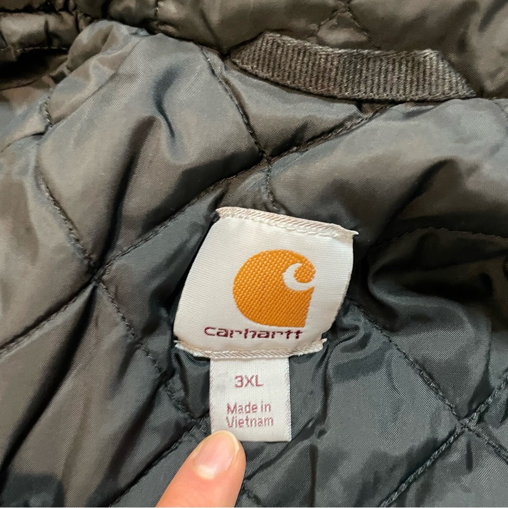 Men’s Carhartt Size 3XL Black Hooded Flannel Lined Canvas Work Jacket - Picture 11 of 17